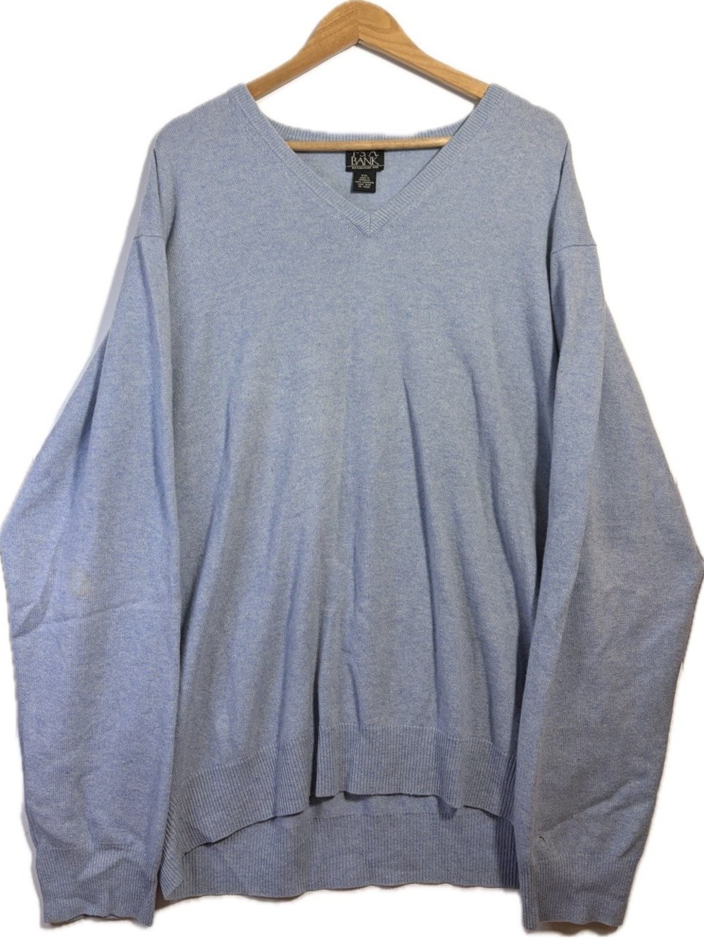 Jos A Bank 100% Cashmere V-Neck Sweater XXL Light Blue Classic Menswear
